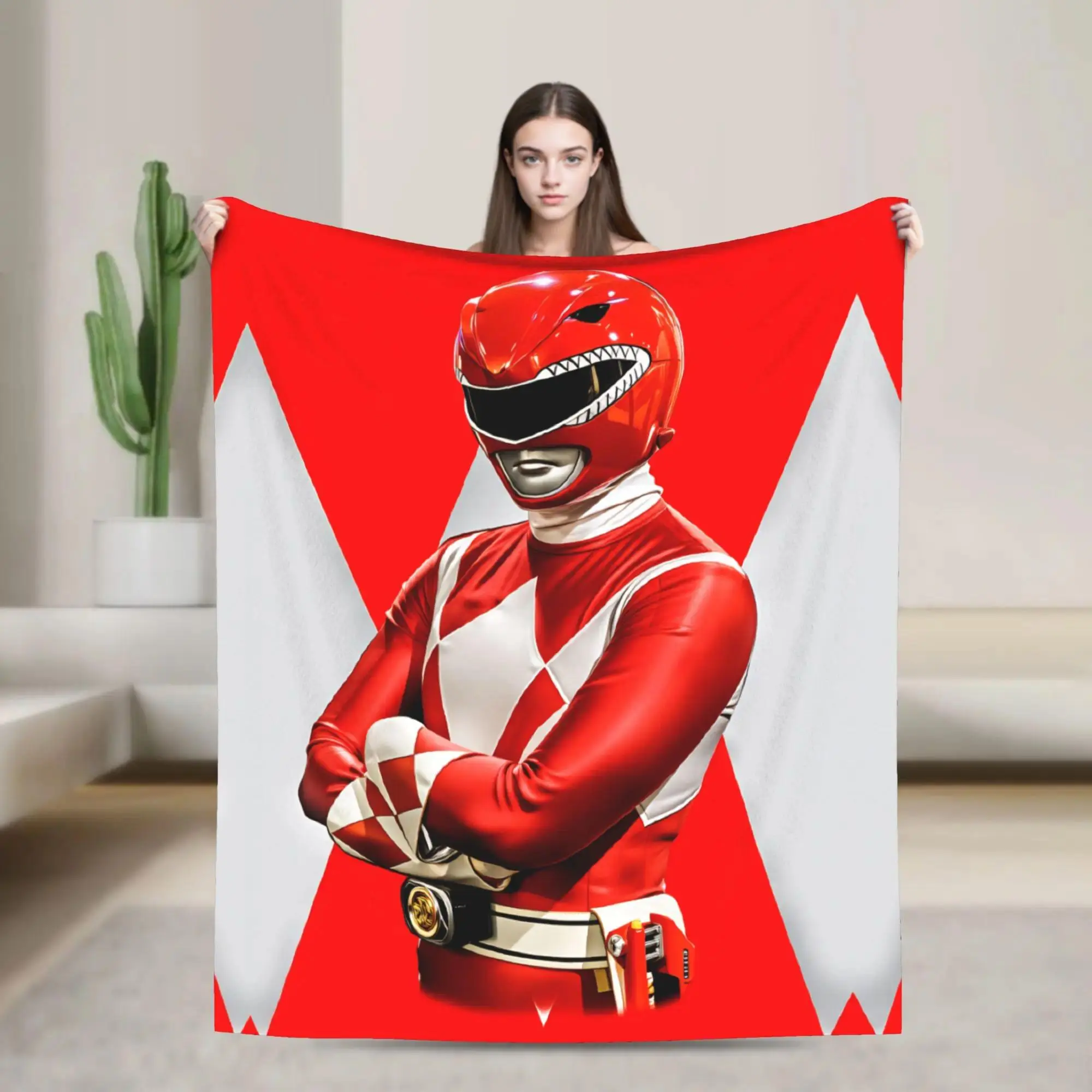 Mighty Morphin Power Rangers Flannel Blanket, Cartoon Soft Warm Throw Blanket for Sofa Bed Outdoor Decor