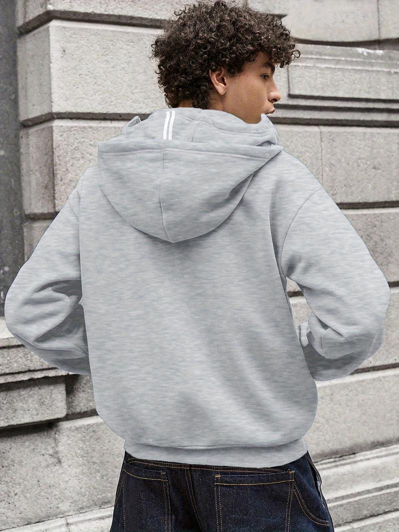 1pc TNZI men's full zipper windproof mask hoodie long-sleeved jacket versatile and fashionable urban style, with zippers and pockets - warm, windproof and durable, suitable for daily or outdoor autumn/winter wear