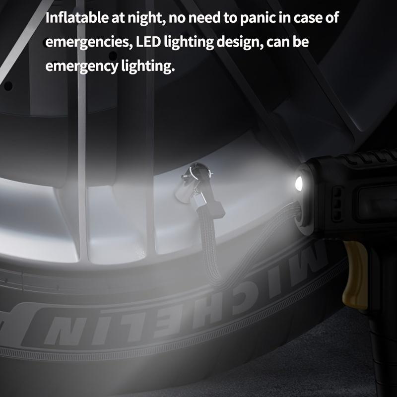 Summer Digital Display Wireless/Wired Car Tire Inflator, 1 Count Car Tire Air Compressor, Car Accessories, Car Supplies, Handheld Car Tire Air Pump with LED Light for Motorbike Tire, Tire Inflation Tool, Car Tire Repair Accessories