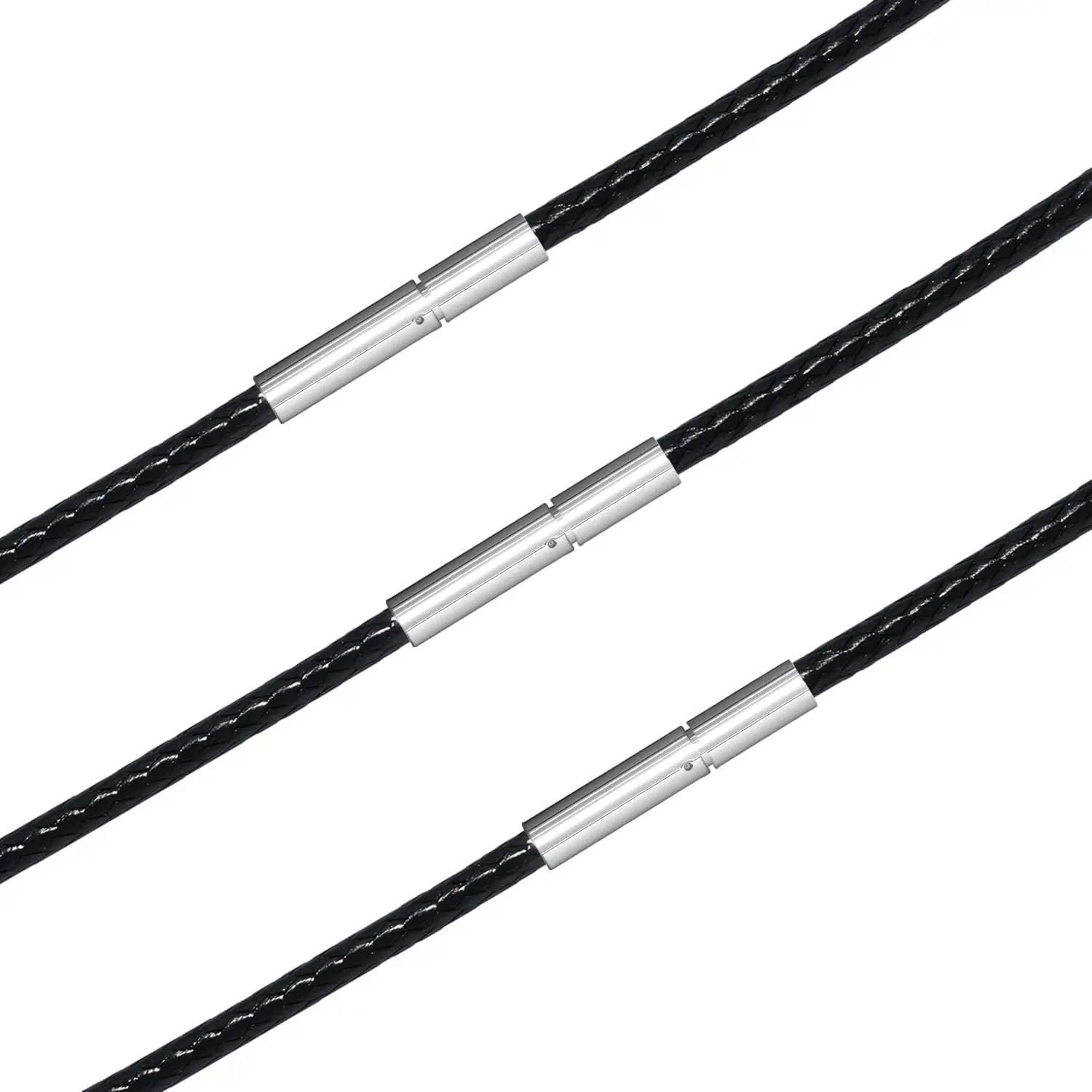 Leather Cord Necklace Rope Chain for Pendant Black Red Brown 16-28" 3 count |  Braided Wax Woven String with 316L Stainless Steel Clasp DIY   for Men Women 16 18 20 22 24 26 28 Inch