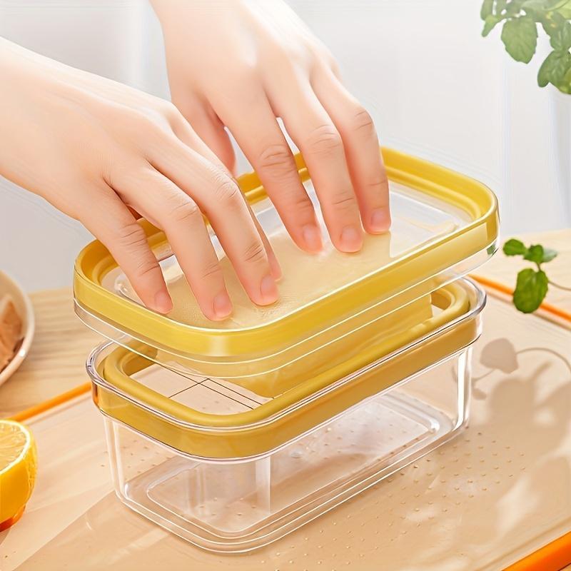 Acrylic Butter Keeper and Cutter - Food Grade, Reusable, Square-Shaped Cheese Storage Box with Clip Closure for Freshness and Easy Access