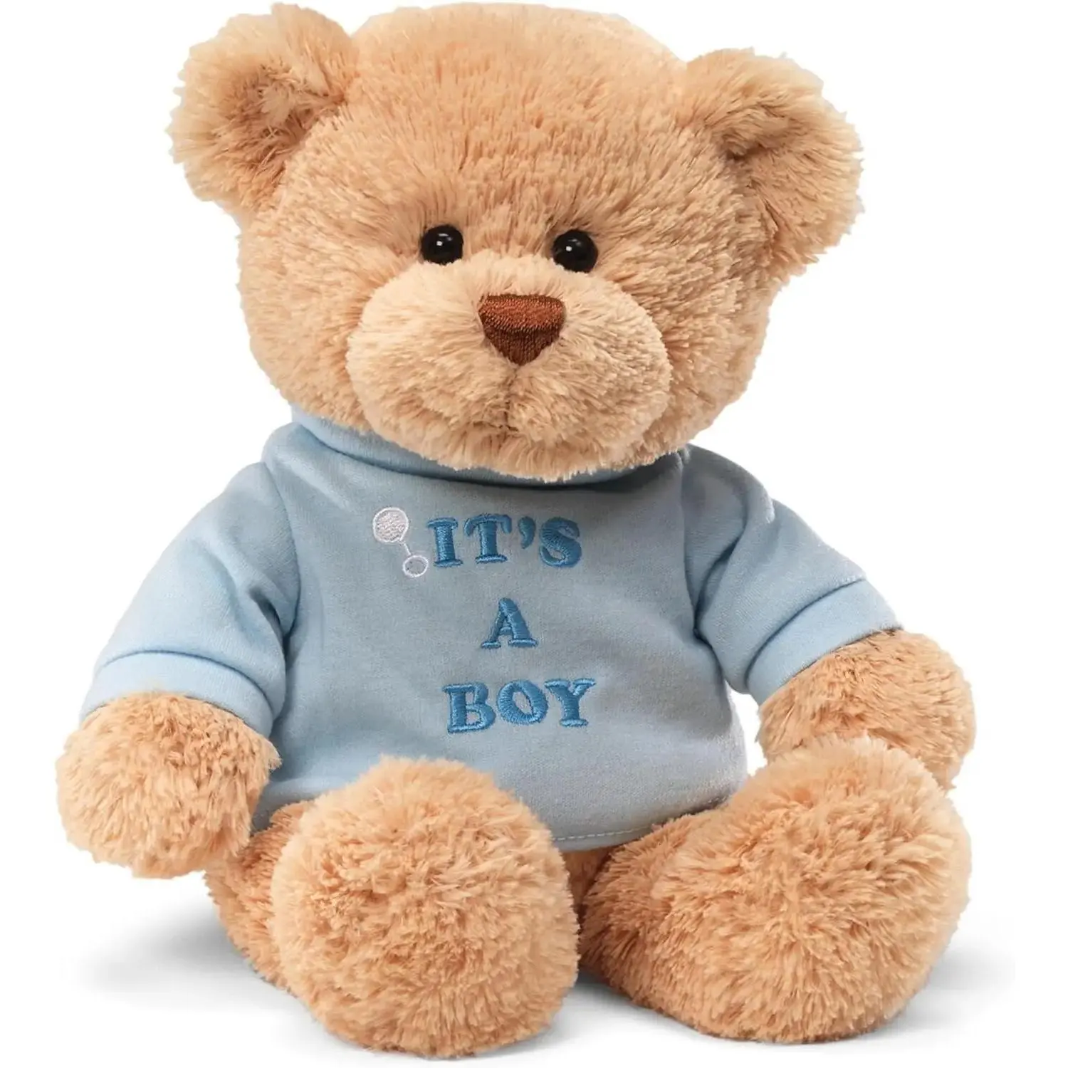 Message Bear with Blue T-Shirt, Teddy Bear Stuffed Animal for Ages 1 and Up, Brown, 12”