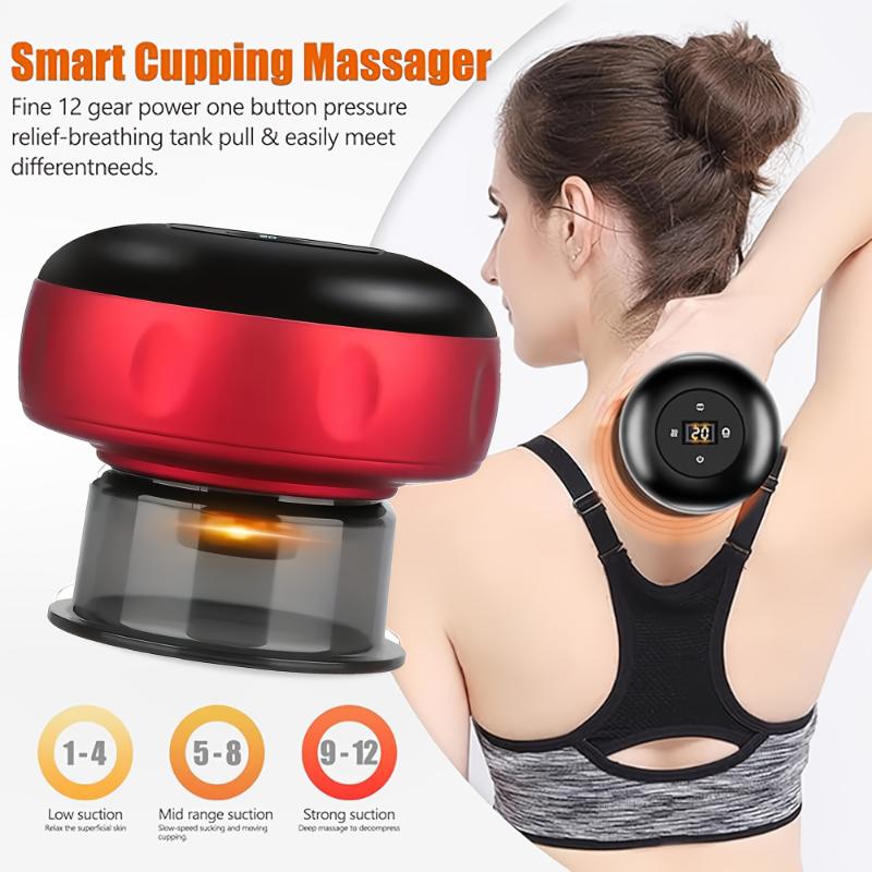 USB Charging Electric Cupping Machine Sand Scraper, 12 Levels of Temperature And Suction Smart Vacuum for Neck, Shoulder And Back, Suction Cup. Suitable for Home Use And Self-care.