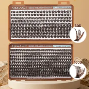 ADORANCE Brown Lash Clusters 648PCS D Curl Makeup Eyelash Extensions 10-18mm Mixed Length, 60D+100D Volume Natural Wispy Fluffy Individual Lash Clusters DIY at Home, Soft Band Lightweight Salon Look
