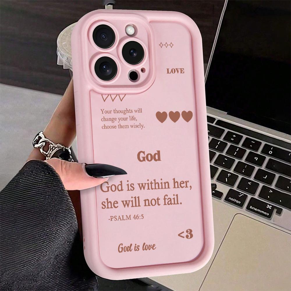 Creative Religious Quotes Pattern Phone Case, TPU Decorative Phone Protector Cover, Phone Accessories Compatible with iPhone 11 12 13 14 15 16 Pro Max, Casing