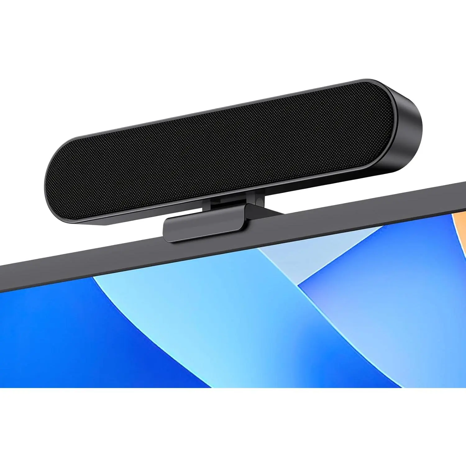 Desktop PC Sound Bar Speaker with Adjustable Clip - Wired, Plug-and-Play, Loud Audio, USB-A/C, Monitor-Clamping, Compatible with Android Devices & Tablets