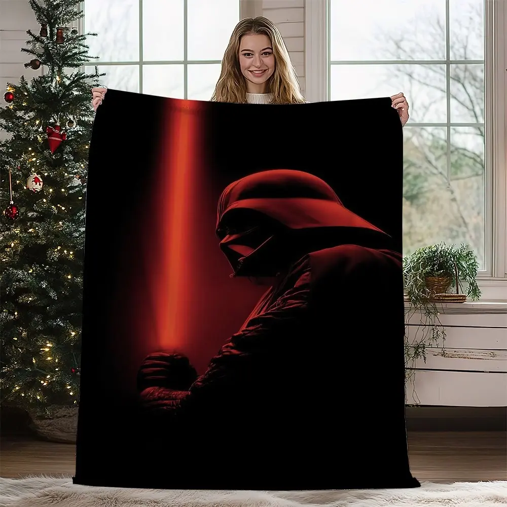 1PC  Dark Sith Inspired Fleece Blanket Stunning Red and Black Design Perfect for Sofa Couch Bed Cozy Warm Winter Nights Flannel blanket, throw blanket, extra-large blanket, cartoon printed blanket