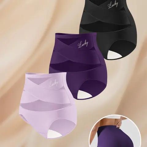 3-Pack MEIYATING Plus Size Women's High-Waisted Tummy-Control Breathable Mesh Underwear, Seamless Triangle for All Seasons, Triangle Intimates Panties