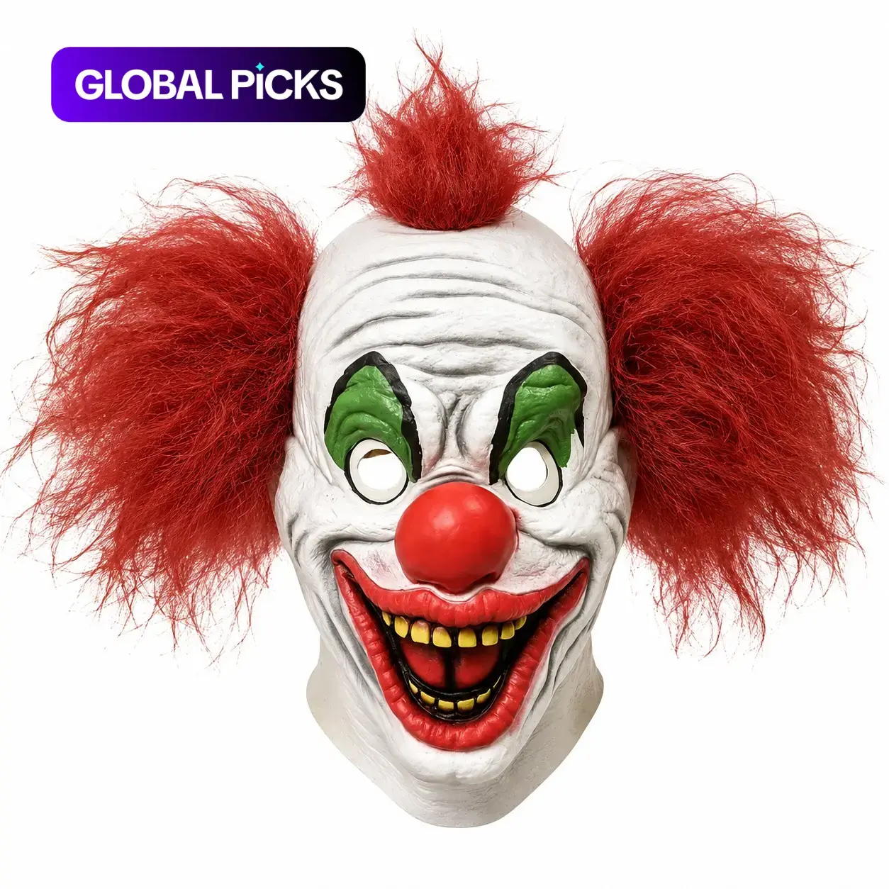 Adult Horror Killer Clown Mask, Spooky, Hair Full Head Latex Mask, Hollow Eye Holes, Halloween, Costume Party, Carnival, Prank