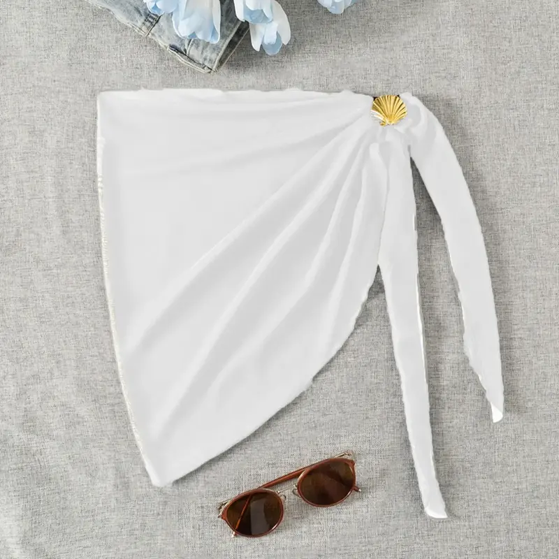Women's Solid Color Cover Up Skirt, Beachwear Coverups, Casual Fashion Swimwear Bottoms for Beach Holiday Vacation, Ladies Swimwear for Summer