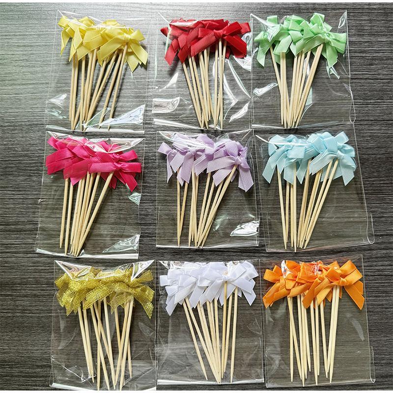 10pcs Pink Bow Cupcake Topper Plugin Dessert Baking Decoration Birthday Themed Party Cake Top Cover Bow Dessert Topper Decor