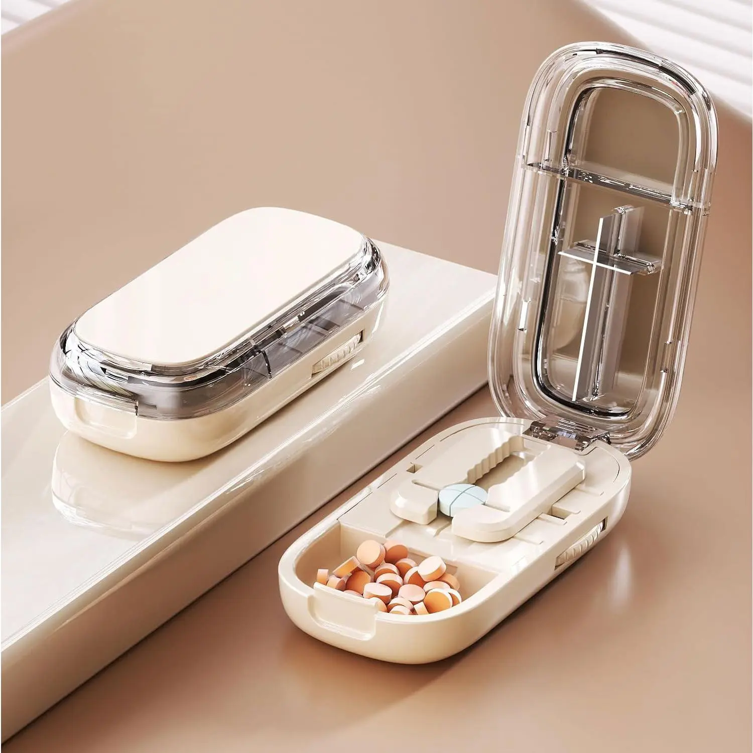 Stainless Mini Pill Cutter - Durable Adjustable Pill Splitter for Small/Tiny Tablets, Easy to Clean with Precise Alignment Functionality, Non-Slip