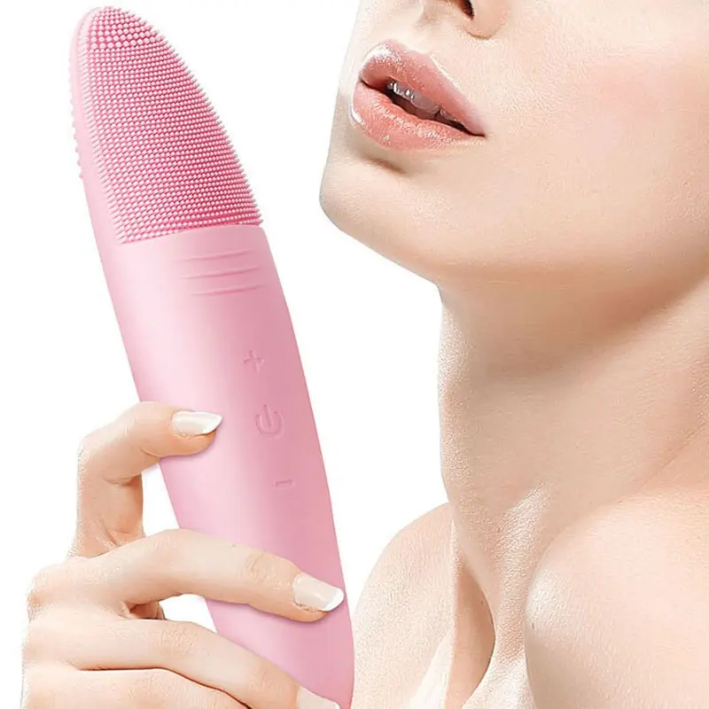 New Rechargeable Silicone Face Brush, Heated Vibration Massage, Deep Cleansing, Exfoliating, Face Exfoliator Brush, Available in Blue