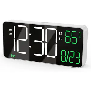 Alarm Clock,6.7in Small Clock for Bedroom,Auto Dimming,Date,Week,Seconds or Indoor Temperature,LED Desk Clocks for Living Room, Alarm Clocks for Bedrooms
