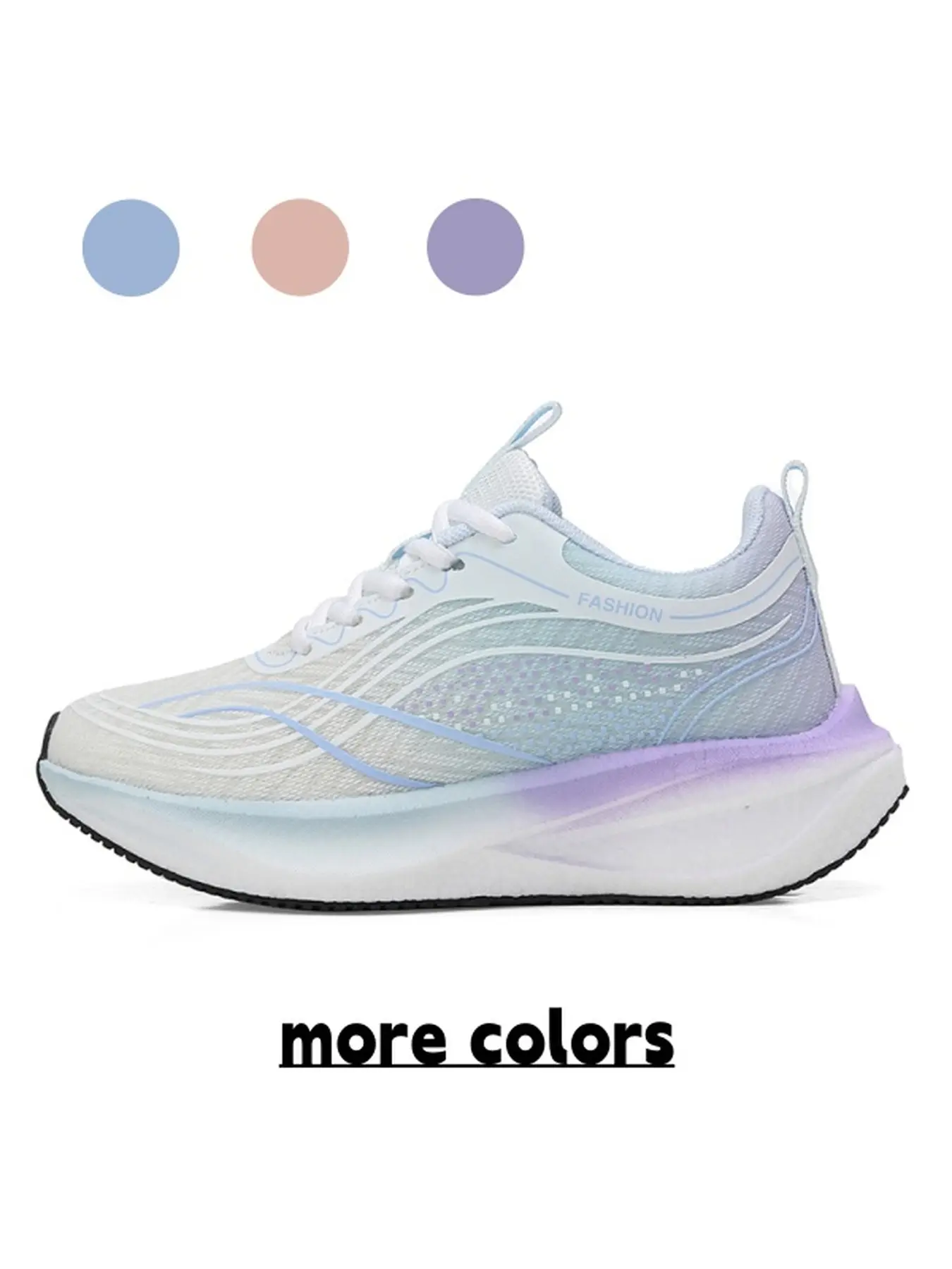 Women's Gradient Flyknit Breathable Knitted Running Shoes, Ultra-Light Mesh Upper, Gradient Cushioned Platform Sole, Fine Anti-Slip Tread Outsole, For Daily Jogging And Casual Walking