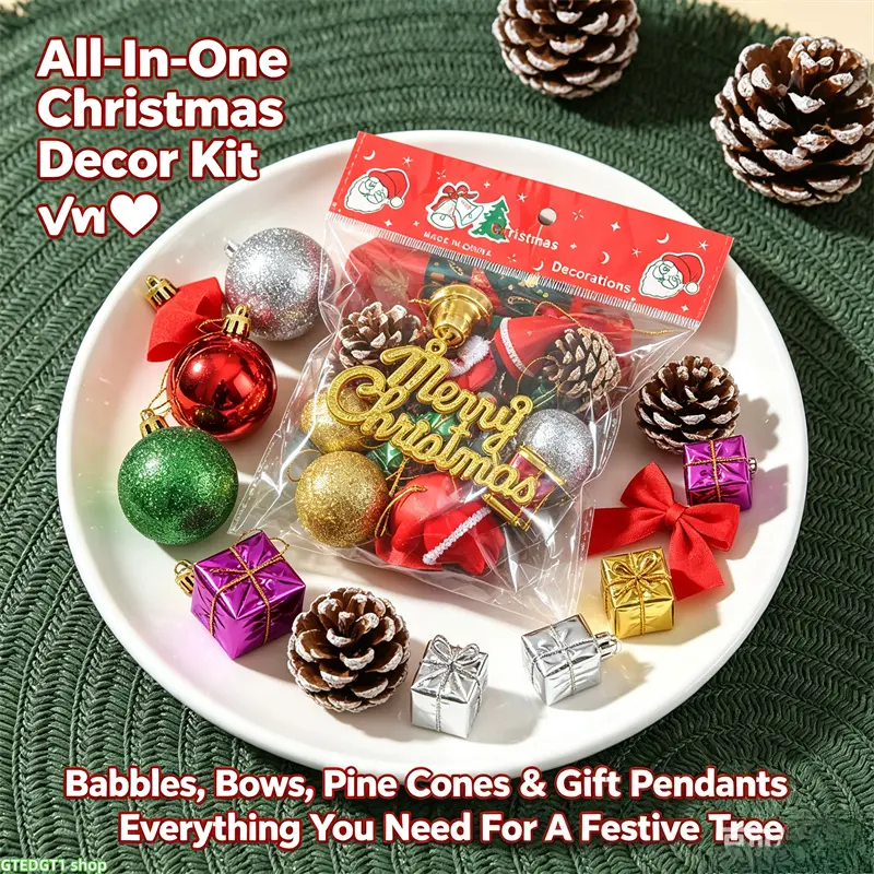 Christmas Hanging Ornaments Charm Set (1/2/3 Pcs) - Bag Accessory with Pine Cones, Bauble Pendants, Lightweight Trimmings, Merry Christmas Sign for Decoration, Room Decorations, Party Decor, Multiple, Plastic, Multiple Sets, Pine Cone Incl., Merry Xmas, A