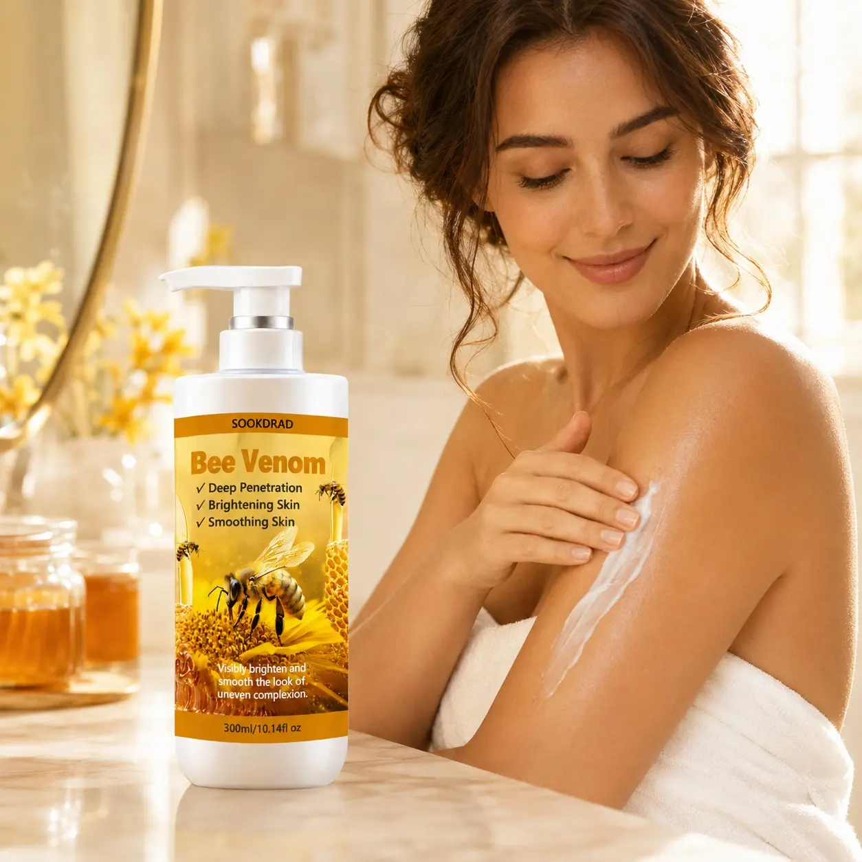 Bee Venom Lotion, deep penetration, brightening skin, smoothing skin, improve uneven complexion, 300ml/10.14fl oz