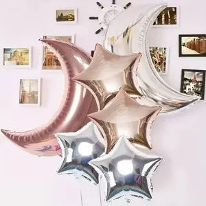 28 Inch Silver Moon Balloon, Wedding Room Decor, Valentine's Day Balloon, Birthday Party Mermaid Tail Balloon, Unique Event Decoration