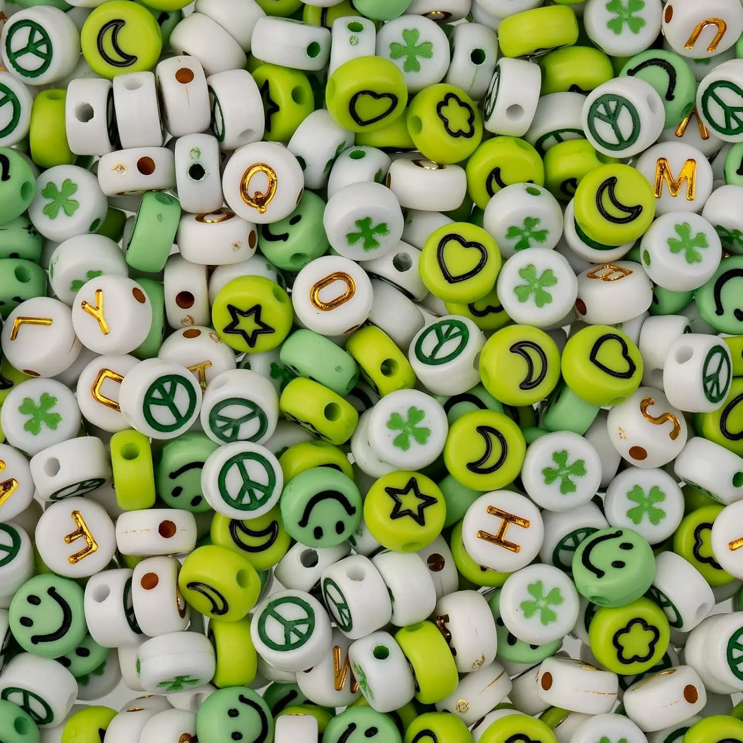 Synthetic Round Alphabet Beads Bulk Pack, 495-Count 7mm Green Round Letters for DIY Craft, Beading & Jewelry Making (Bracelet, Necklace Crafting), Unisex