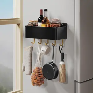 Spice Rack for Refrigerator Large Shelf for Fridge Organizer and with 5 Removable Golden