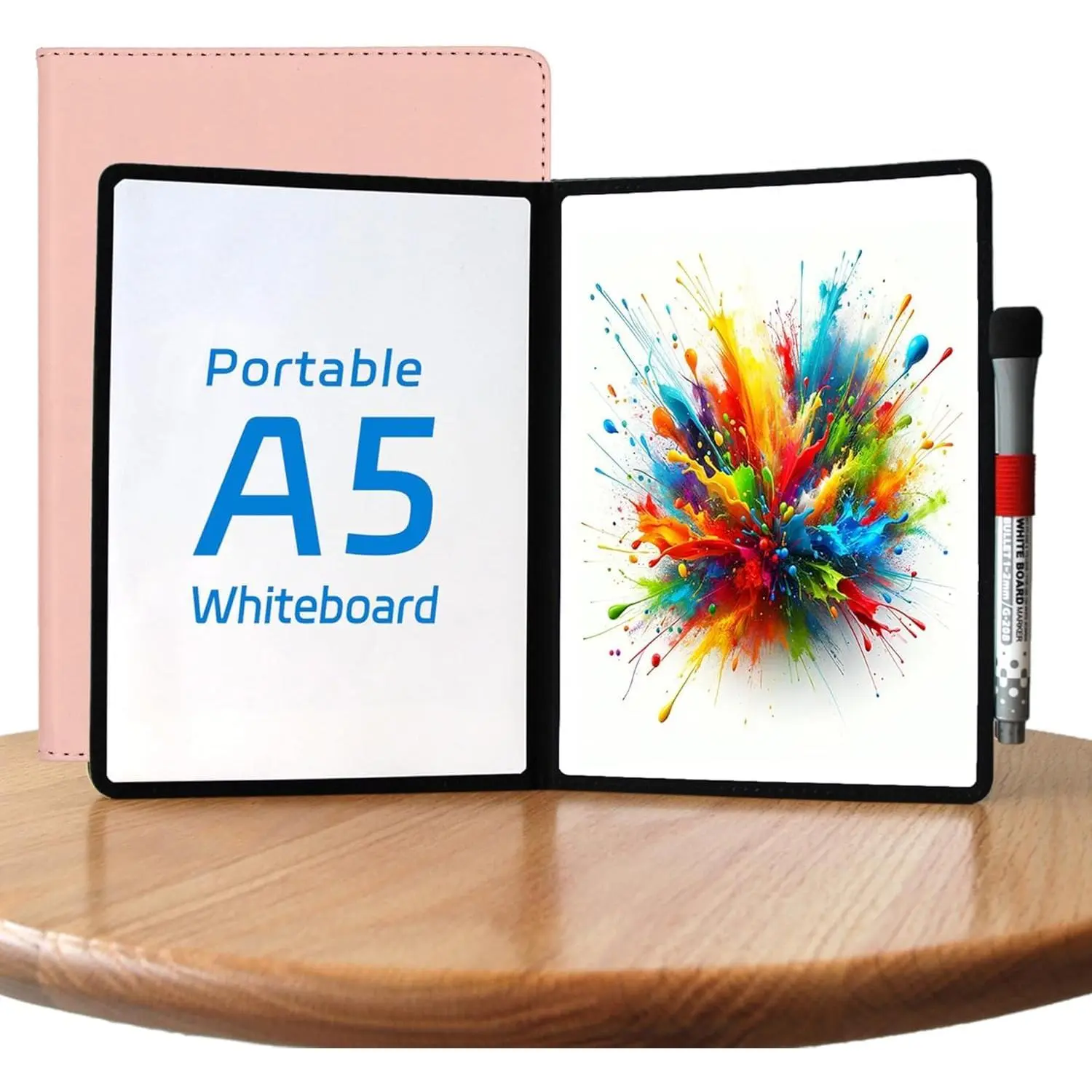 A5 Pocket White Board - Double-Sided Dry Erase Board 8.5x6 inch - Ultra-Thin Portable Whiteboard with Markers & Erase | Anti-Ghosting Surface for Office  School Student(Black)