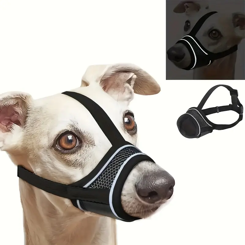 Adjustable Dog Muzzle, Breathable Polyester Mesh Lightweight Washable Pet Mouth Cover