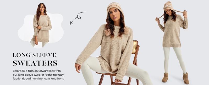 Saodimallsu Womens Oversized Sweater 2025 Fall Trendy Fuzzy Crew Neck Long Sleeve Casual Tunic Sweaters Saodimallsu Womens Oversized Sweater 2025 Fall Trendy Fuzzy Crew Neck Long Sleeve Casual Tunic Sweaters