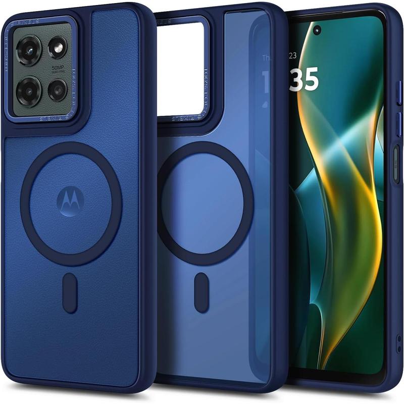 Magnetic for Motorola Moto-G-Play 2026 & Moto G 2025/2026 Case, Blue | Compatible with MagSafe, Translucent Matte Scratch-Resistant Back, Military-Grade Protection Shockproof Slim Phone Cover