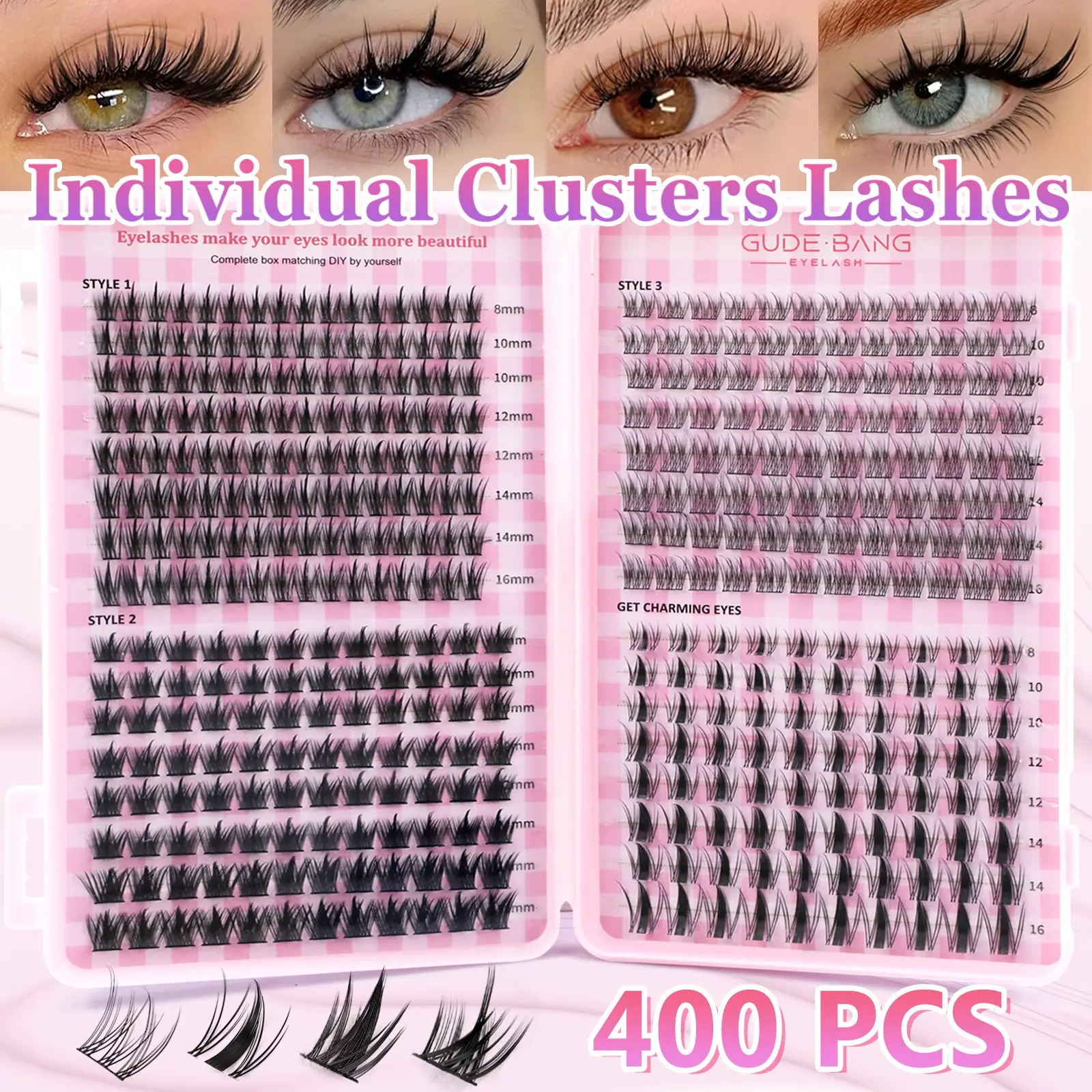 400pcs DIY False Eyelashes, Natural Look, Lightweight and Fine, Individual Lashes, Eyelash Extension Kit, Suitable For Travel, Daily Wear (Beginner Friendly), Wedding, Date, Party, Halloween Day, Christmas Day