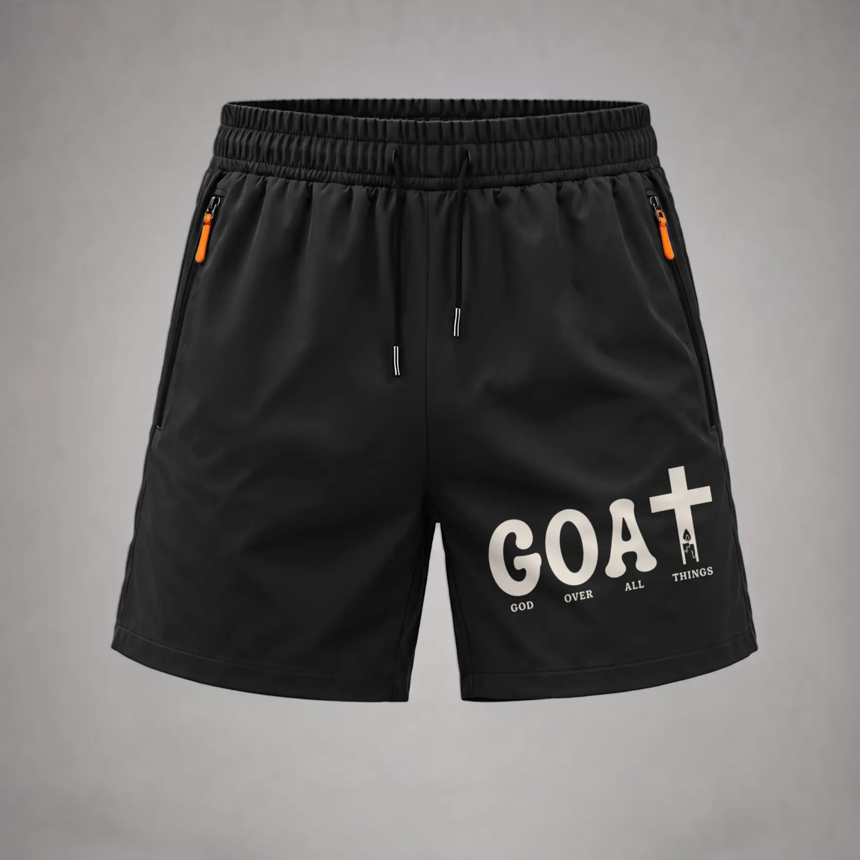 Men’s trendy GOAT printed shorts, perfect summer casual wear for beach, pool, or street style, breathable lightweight fabric, elastic waist, casual sporty look, ideal TikTok outfit inspiration