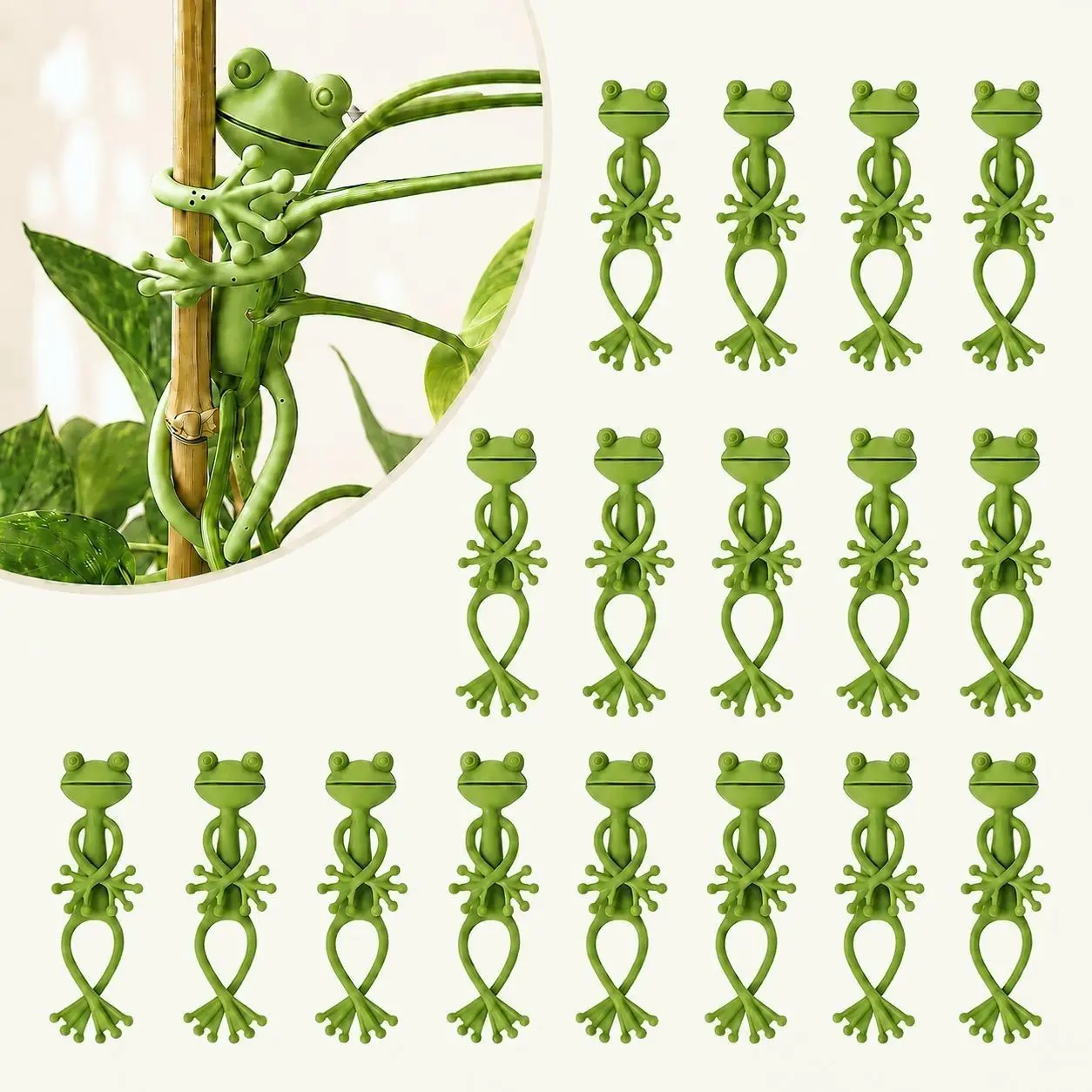 20pcs Cute Frog Plant Support Clips, Frog Pot Huggers for Climbing Plants, Reusable Vine Clips, Indoor Outdoor Garden Decor, Plant Support Accessories
