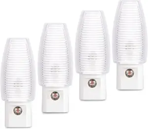 Plug in Night Light, Warm White LED Nightlight, Dusk to Dawn Sensor, Kids, Nursery, Bedroom, Bathroom,Hallway, Stairs, Kitchen, 4 Pack