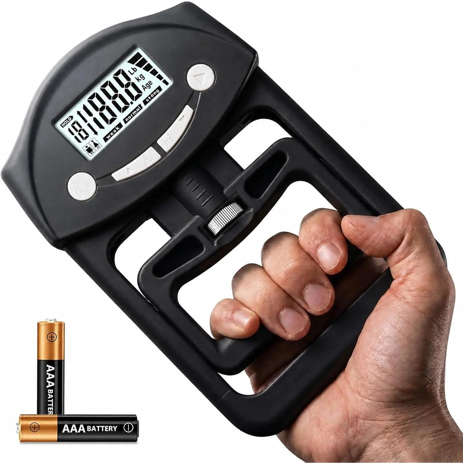 Hand Grip Strength Tester - 220lbs/100kg Digital Hand Dynamometer with High-Precision Strain Gauge, Electronic Handgrip Strength Testing Tool for Athletes, Seniors & Fitness Tracking