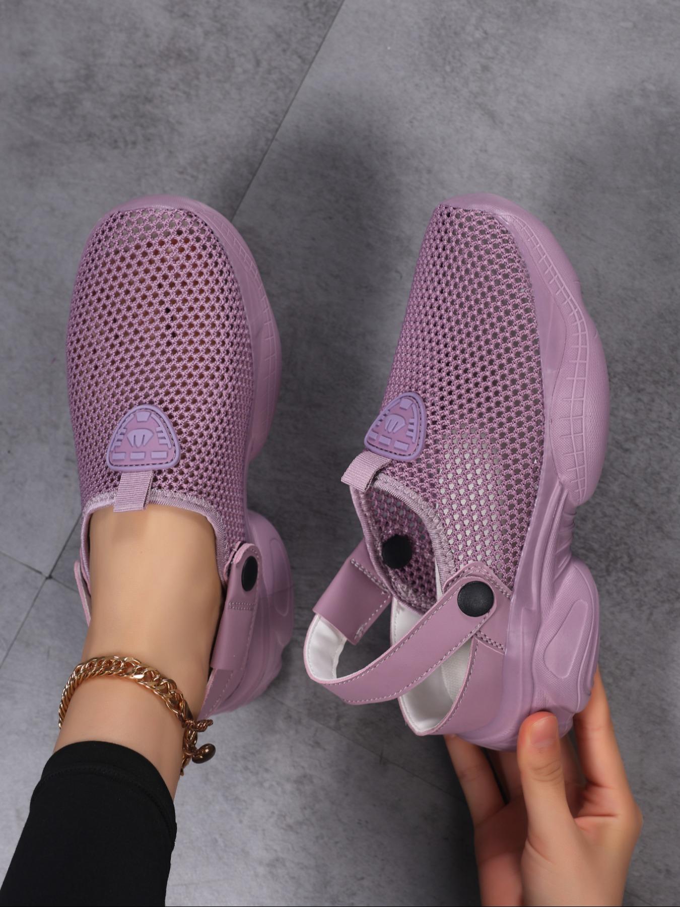 Women's Slip-On Walking Shoes, Breathable Hollow Out Design, Anti-Slip Outdoor Hiking Flats, Two-Way Wear, Versatile Walking Shoes, Comfortable Daily Wear, Outside Walking Shoes