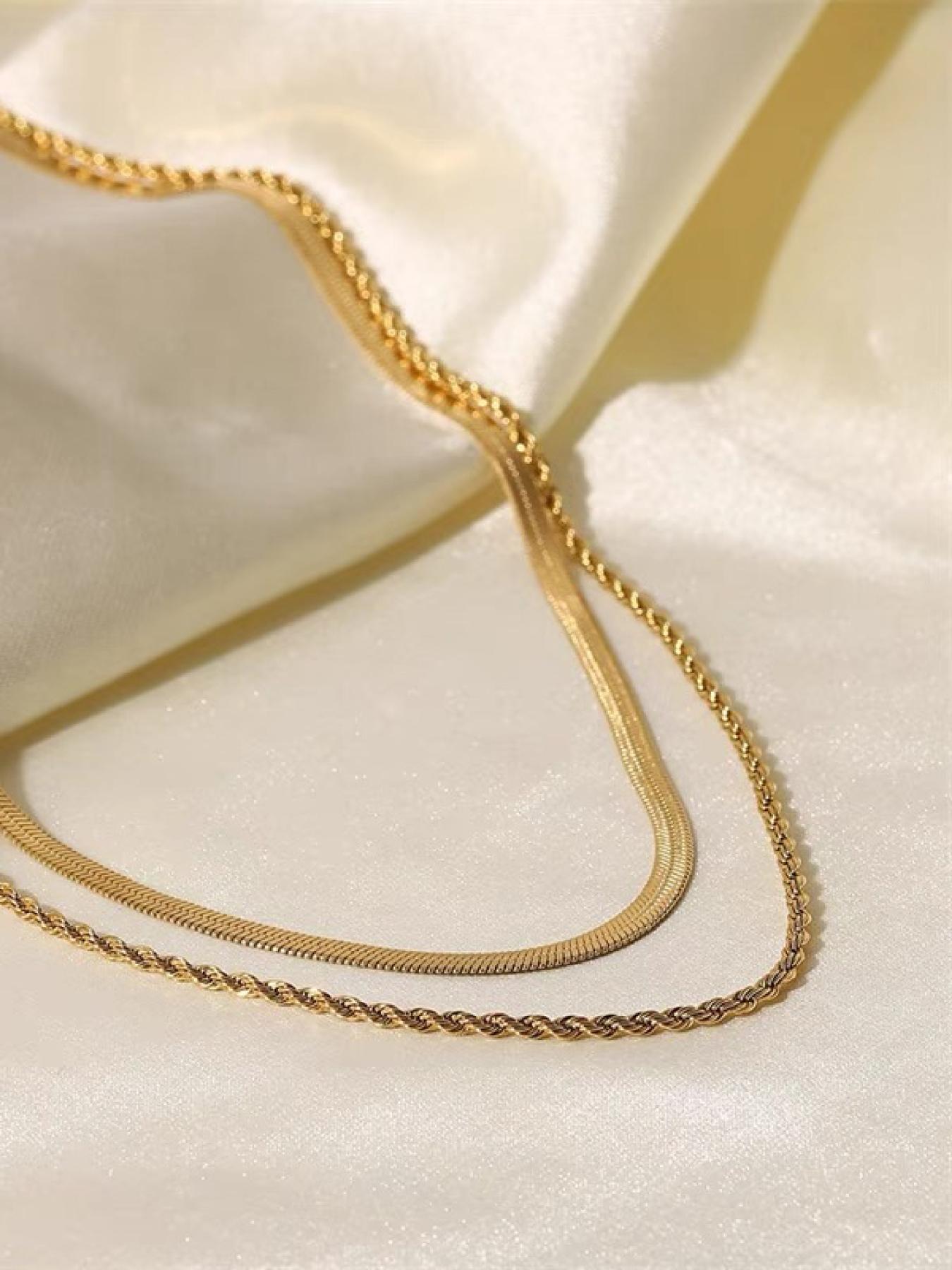 Women's Minimalist Elegant Plain Color Stainless Steel Chain Necklace, Exquisite Trendy Chain Necklace, Chic Jewelry As Gift for Girlfriend, Casual Trendy Jewelry