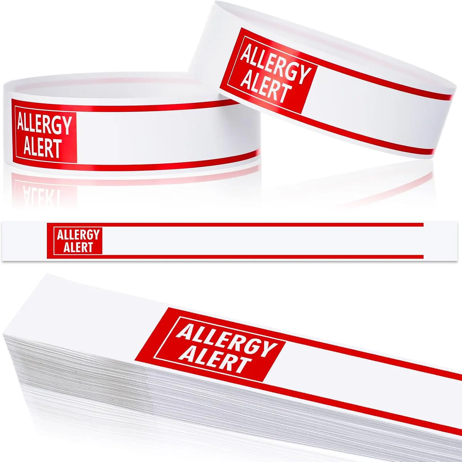 600 count Red Allergy Bracelets Alert  Paper Wristbands Disposable   Bracelets ID Wristbands for Allergy Alert  Bands for