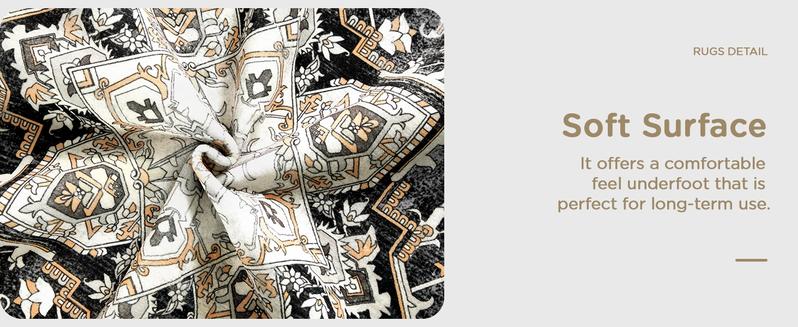 8x10 Washable Area Faux Cashmere Rug for Living Room, Non-Slip Soft Boho Vintage Medallion Carpet, Low Pile Distressed Rugs for Bedroom, Dining Room, Home Offi