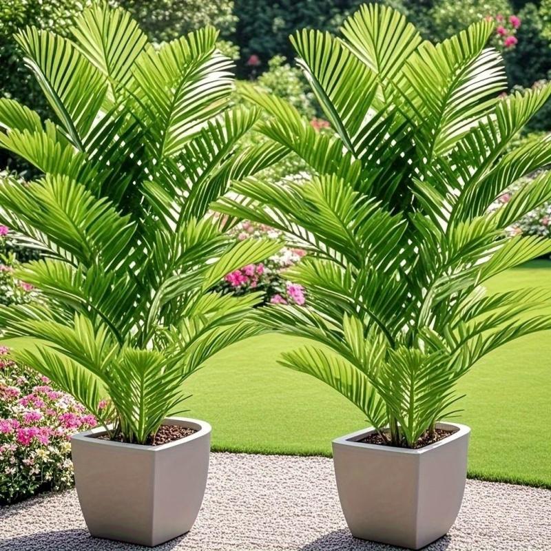 2pcs Large Lifelike Tropical Palm Artificial Plants - Vibrant Green Leaves, Suitable for Indoor/Outdoor Decor, Garden, Patio, Poolside, Christmas, Thanksgiving, Father's Day, Holiday Decoration, Ornamental Foliage without Pot, Best for Christmas, Perfect