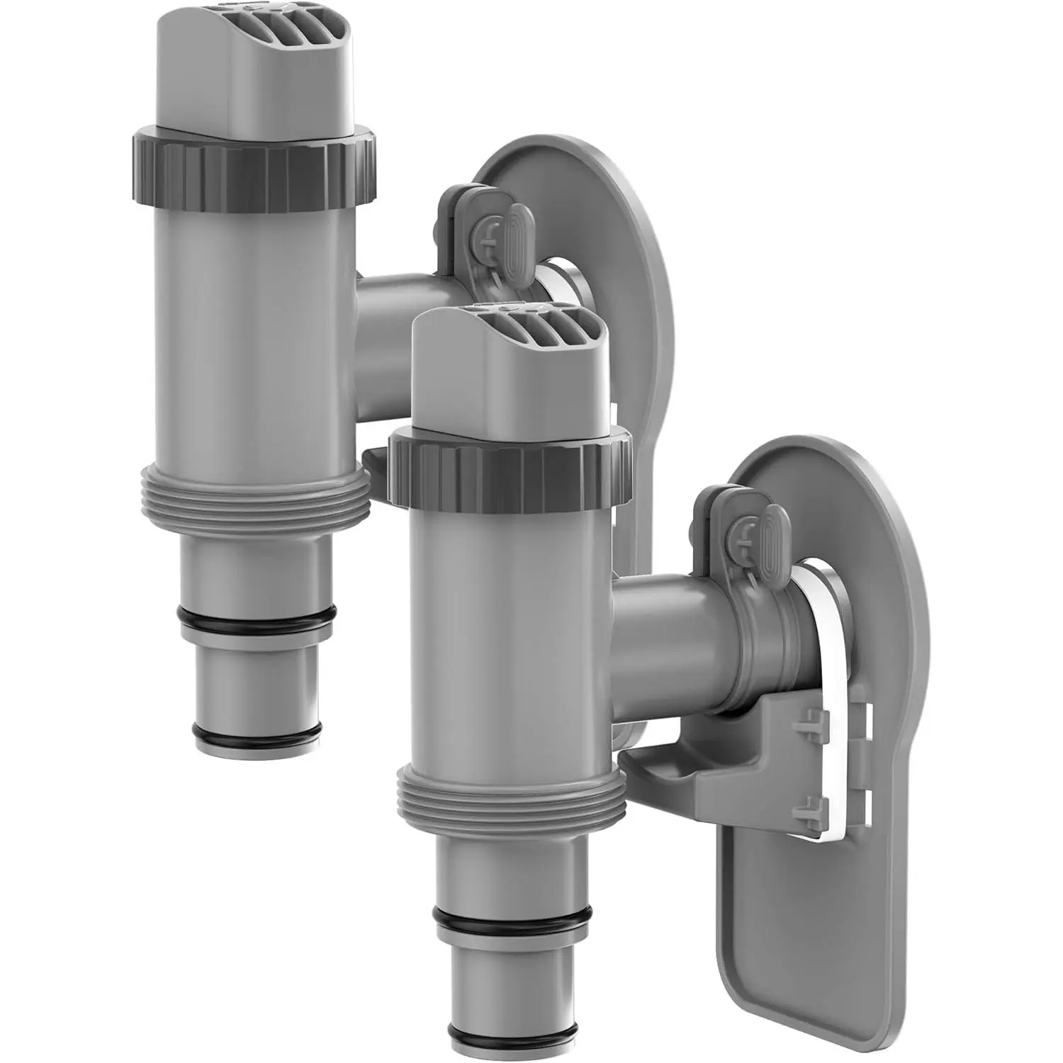 Plunger Valve with Pipe Holder & Pool Hose Adapter, Above Ground Pool Pump Replacement Parts Compatible with Inflatable Pools, 2 Pack