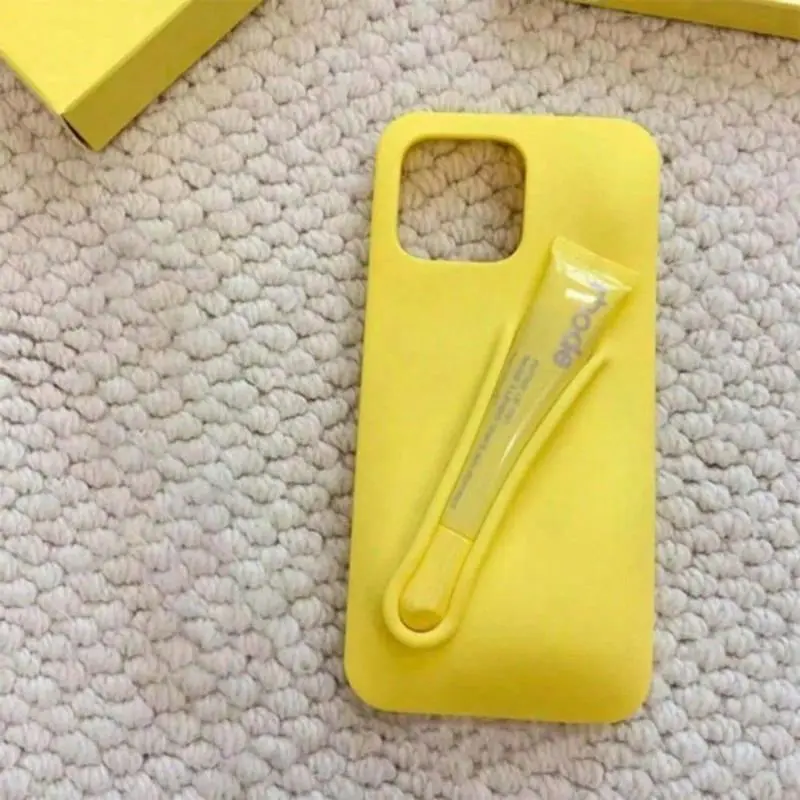 Lip Gloss Holder Phone Case for iPhone 11 12 13 14 15 16 17 Pro Max Soft Silicone Shockproof Cover Protective Case for Women