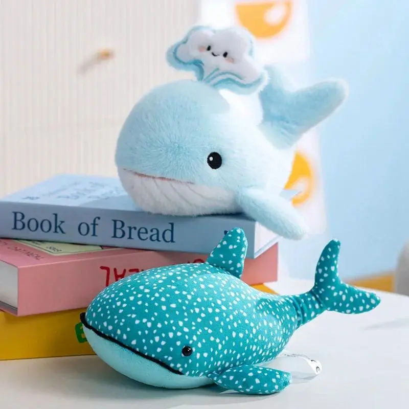 25cm Soft Whale Plush Toys Blue Whale Shark Stuffed Fish Dolls Cute Ocean Animal Plushies Children's Room Decor Xmas Gift