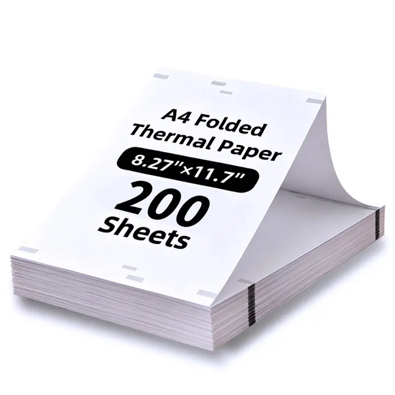 100/200 Sheets A4 Thermal Paper, 210x297mm Continuous Fold Print, Fast Dry High Resolution Inkless Printing, Ideal for Home Office Use