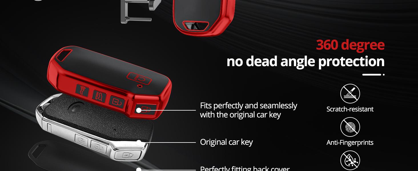 for Kia Key Fob Cover with Keychain.No Screws Required for Installation.Compatible with K4 K5 Forte Sportage Soul Seltos Telluride EV6 NIRO Stinger Sorento