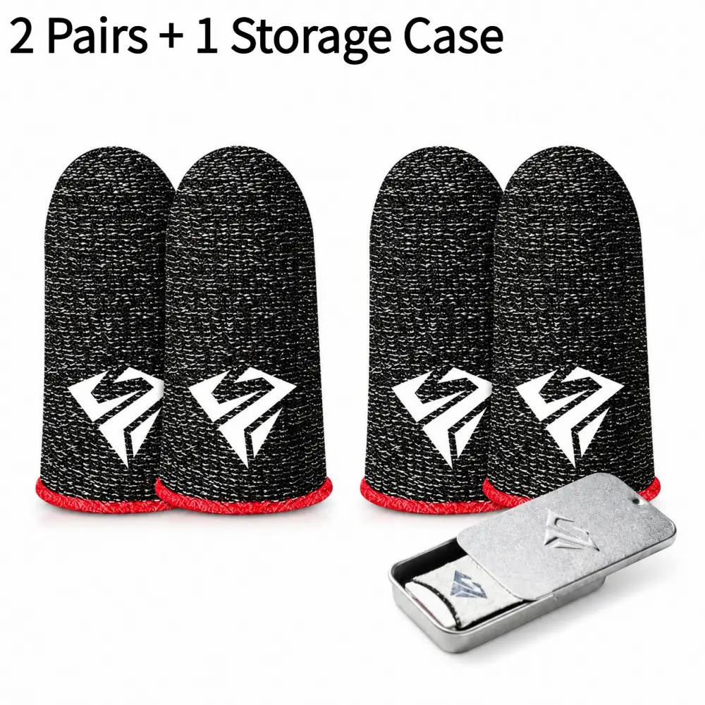 2 Pairs Gaming Finger Cuffs, Esports Touchscreen Breathable Sweatproof Mobile Game Gloves, Includes Storage Box, Gaming Finger Sleeves