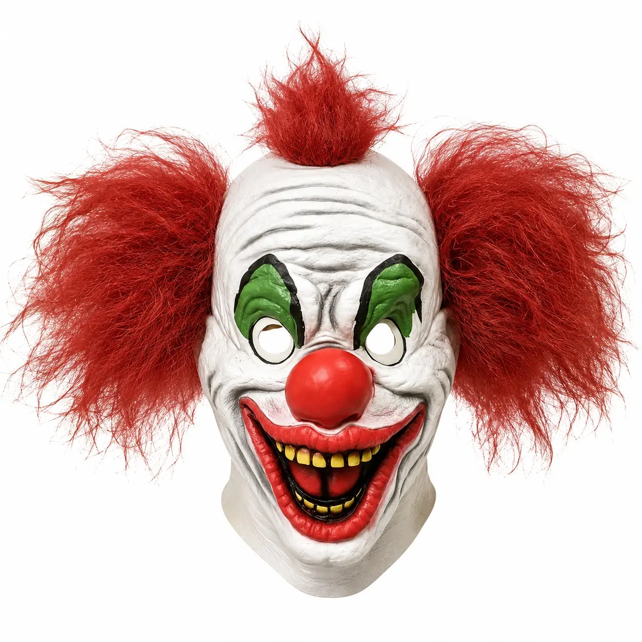 Adult Horror Killer Clown Mask, Spooky, Hair Full Head Latex Mask, Hollow Eye Holes, Halloween, Costume Party, Carnival, Prank