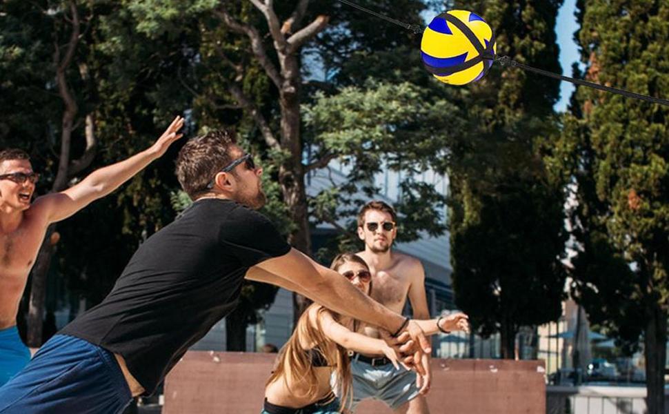 Volleyball Spike Trainer - Adjustable Solo Practice System for Hitting & Serving, Improves Timing/Power with Durable Nylon Design - Perfect for Indoor/Beach Volleyball & Backyard Training