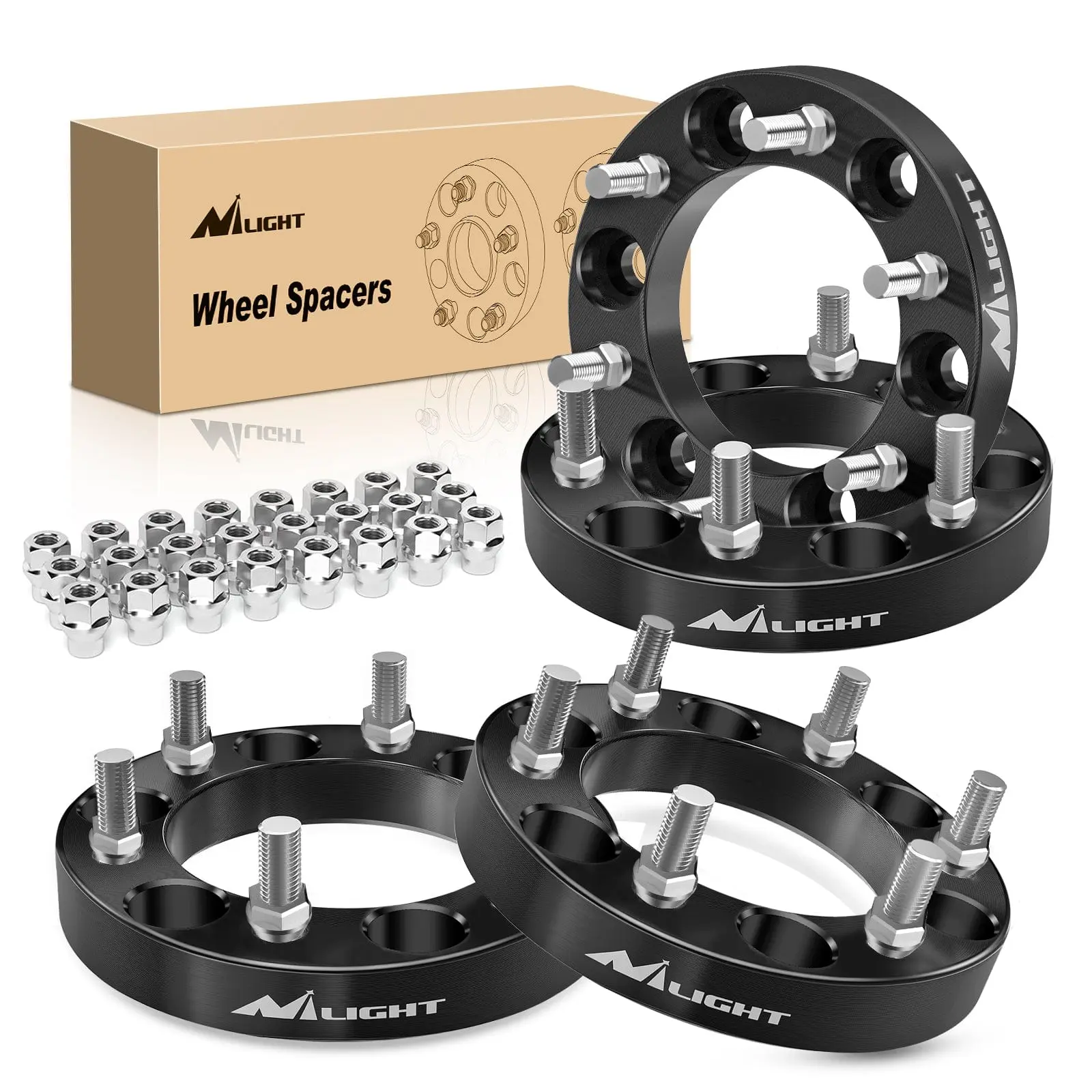 Nilight 1inch (25mm) Wheel Spacers 4Pcs For 1995-2023 Toyota Tacoma 4Runner FJ Cruiser Tundra Fortuner Sequoia Land Cruiser | 6x139.7 | 108 Hub Bore | 12x1.5 Studs fathersdaygift