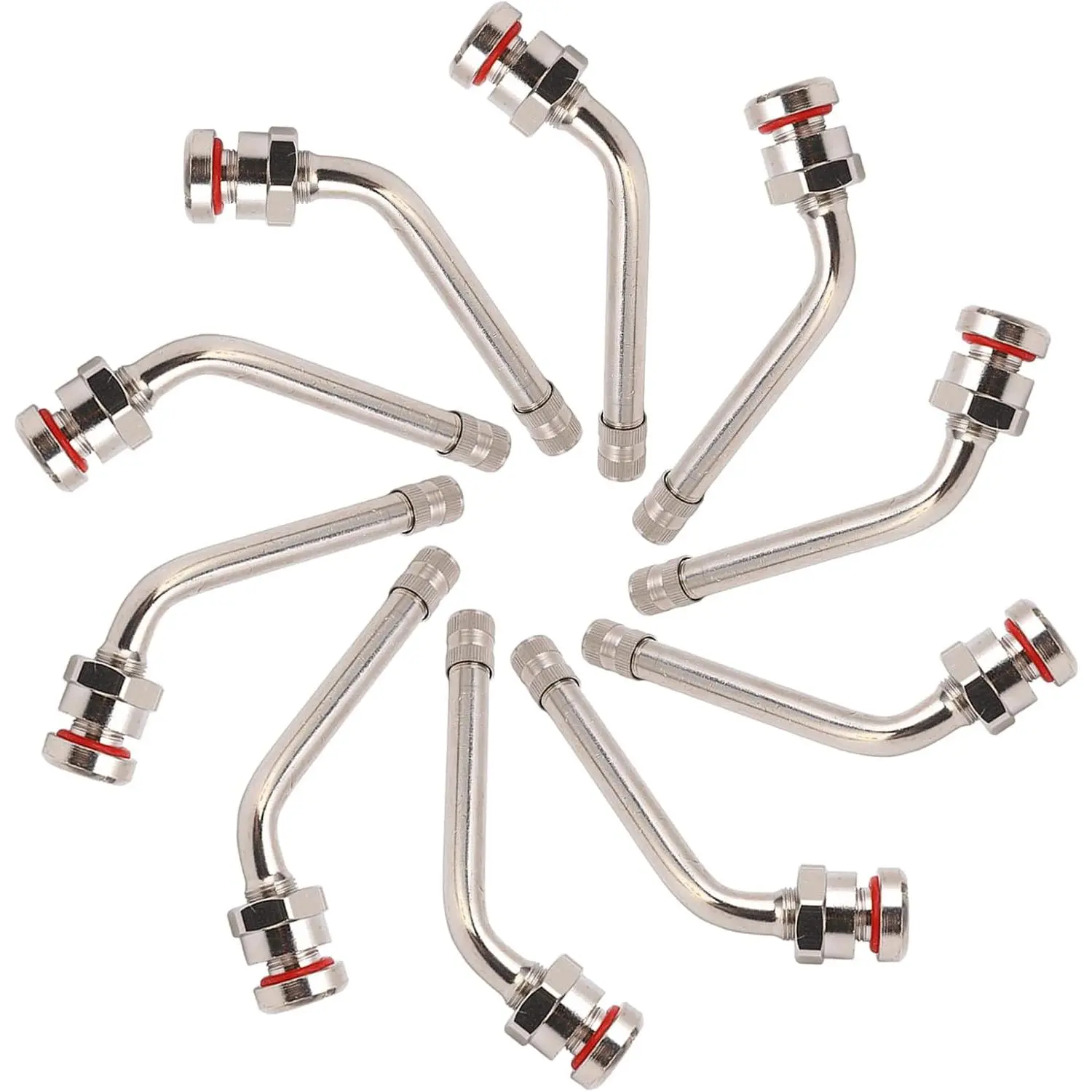 Truck Valve Stem - (Pack of 10) 60 Degree Bend Valve Stem, Truck Tire Valve Stems Compatible with Alcoa Aluminum Wheels (22.5" and 24.5") Tubeless Trucks and Buses,wrench,set,