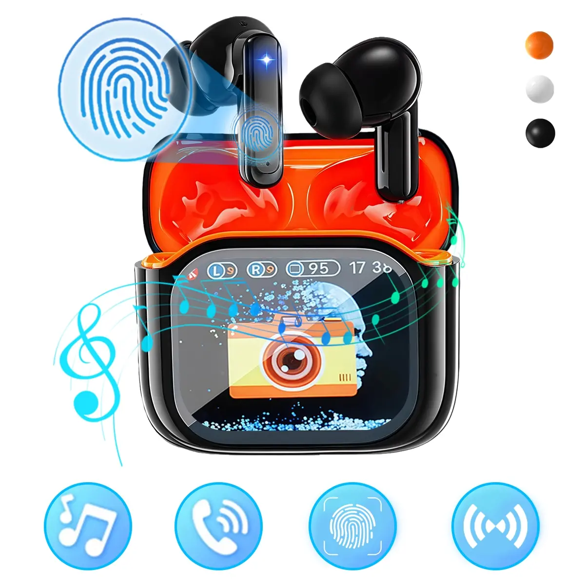 Sport Wireless Headphones,LED Lights Touch Screen Light-Weight In Ear Design Earbuds with Microphone,Power Digital Display,Stable Fit,Fast Charge,Fast Pair,Clear Sound,Sweatproof,Charging Case,Suitable Android/IOS