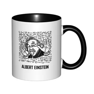 Albert Einstein E=MC2 Physics Formula Coffee Mug, Vintage Black White Scientist Equation Graphic Two Tone Cup, Physics Teacher STEM Nerd Gift # EinsteinMug # PhysicsGift